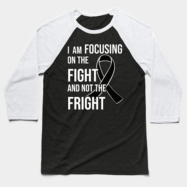 Melanoma Cancer Awareness Ribbon for a Cancer Survivor Baseball T-Shirt by jkshirts